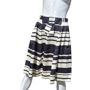 KATE SPADE Black & Cream Silk A-Line Skirt sz 4